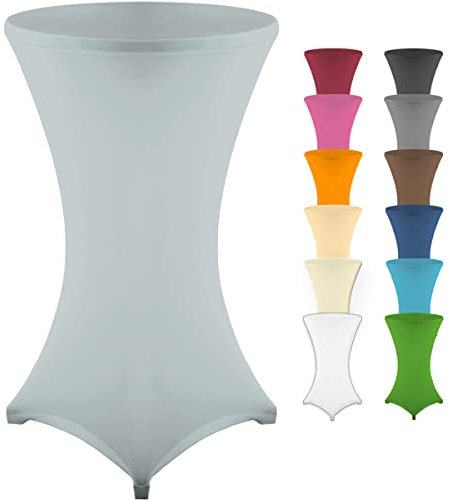 Gräfenstayn® Stretch Stehtischhusse Diana mit Öko-Tex Siegel, Verstärkung im Fußbereich, 40°C Maschinenwäsche Ø60-65cm / Ø70-75cm / Ø80-85cm (Grau, Ø80-85cm)