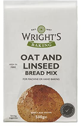 Wright's Oat & Linseed Bread Mix 10X500g - White baker's quality flour with pinhead oats - For Machine or Hand Baking - Baking Success Guaranteed - Suitable for Vegetarians (NP)
