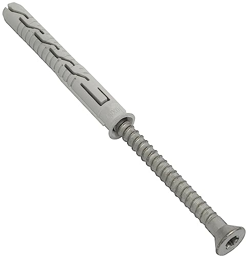 AERZETIX - C67122 - Lot de 20 Chevilles en Plastique Ø10x80 mm à collerette biseautée + 20 vis Ø7x85 autotaraudeuses à tête fraisée à Empreinte étoile TX40 - béton Brique perçage Fixation