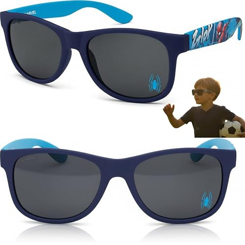 Polarisierte Kinder-Sonnenbrille, UV400-Schutz, lizenzierte Brillen, Sport-Sommer-Zubehör, kratzfeste polarisierte Sonnenbrille, Kindergeschenke, Jungen und Mädchen, ab 3 Jahren, Spiderman (Blau)