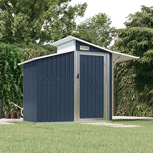 GuyAna Geräteschuppen Anthrazit 270x130x208,5 cm Verzinkter Stahl GeräTeschuppen Klein Gartenlaube Kekta GeräTeschuppen GartenhüTte GeräTeschuppen