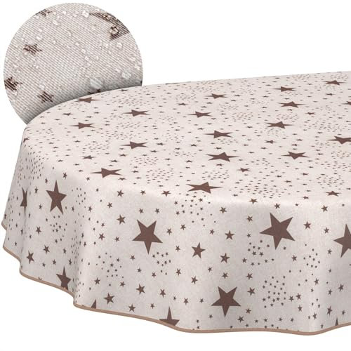 Tischdecke aus Stoff Textil abwaschbar Tischwäsche Tischtuch Baumwolle Polyester Stars Oval 280x140cm In-/Outdoor Tischdecke