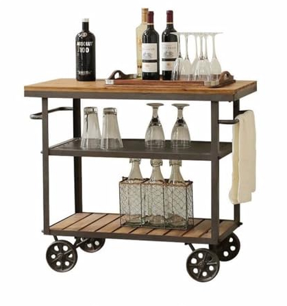 BebeXi Angolo Bar per casa Mobile Porta Bottiglie Carrello da Pranzo retrò per Vino e tè Mobile(Color:c)