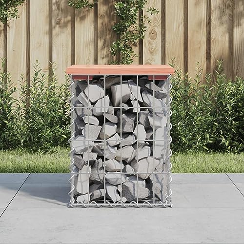 CIADAZ Gartenbank aus Gabionen 33x31x42 cm Massivholz Douglasie, Terrassenmöbel, Wetterfeste Bank, Outdoor Bank, Parkbank, Garten Banken, Deko Bank, Gartenmöbel - 834327