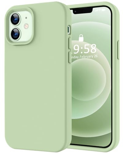 LOVE 3000 Designed for iPhone 12 Case/iPhone 12 Pro Case, Premium Silicone with [Soft Anti-Scratch Microfiber Lining] Shockproof Protective Phone Case for Lanyard 6.1, Matcha