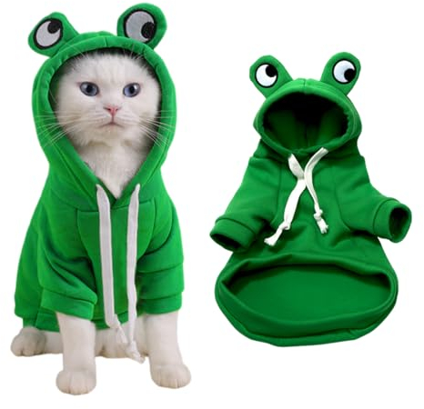 Frosch Form Haustierkostüm, Niedlicher Frosch Form Pullover, Hundekostüme Für Haustiere, Hunde Hoodie, Winter Grün Hundekleidung, für Halloween Cosplay, Geeignet für 6–9 Pfund, Grün, M