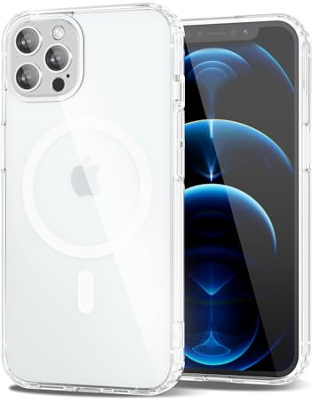 oakxco for iPhone 12 Pro Max Case Clear Magnetic Compatible with Magsafe, Thin Slim Transparent Non Yellowing, Hybrid Soft Silicone Bumper & Hard Plastic Protective Cover for Women, Clear