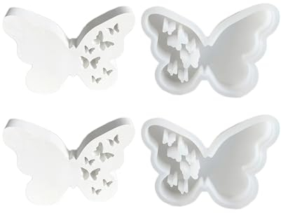 Xidmold 2 Stück Schmetterling Gipsform zum Gießen, Groß Schmetterling Form Silikon, Schmetterling Silikonform für Fondant, Tortendeko, Epoxidharz, Sojawachs Kerzen, Seife, Gips, Handwerk