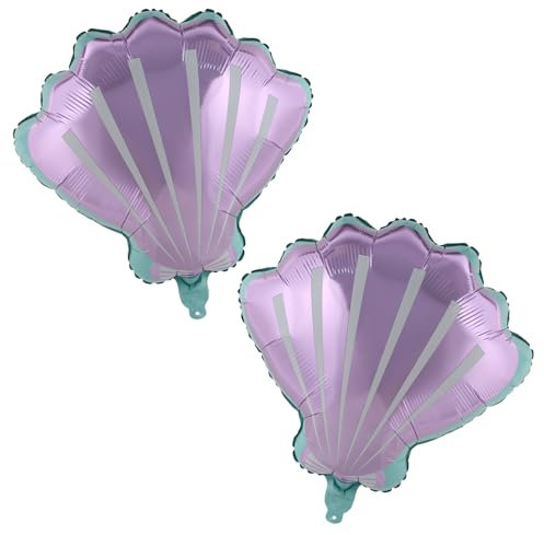 2 Stück Muschel Folienballon Set Kindergeburtstag Deko, Luftballons für Kinder Geburtstag, Meerjungfrau Party Ballons, Heliumballons Dekoballon Unter dem Meer Mottoparty