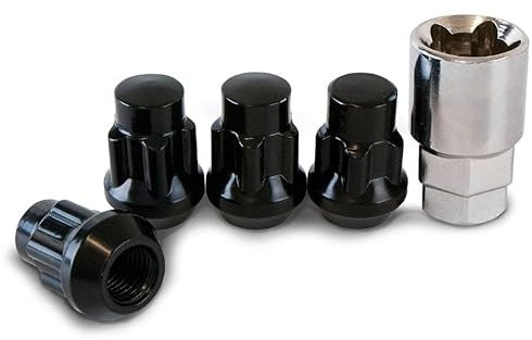 Precision - Black Locking Wheel Nuts - Compatible with Hyundai I10 - M12 x 1.5-60 Degree Washer Seat - SFP
