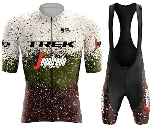 Fenovel Herren-Fahrradanzug, Mountainbike-Anzug, schnell trocknender und atmungsaktiver Fahrradanzug, 19D Gel Radfahren Shorts Hosenträger, Radtrikot (Green, L)