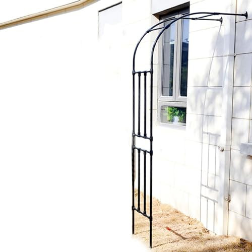 Half-Side Garden Arbor Arch Large 2.4M Outdoor Garden Arbours, Rose Climbing Plant Pergola Trellis, Heavy Duty Grape Vines Archway - Metal Steel/Black(Size:180x240x40CM/5.9x7.9x1.3ft)