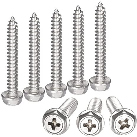 QUARKZMAN Vis autotaraudeuses à Tête Hexagonale, M5 x 35mm en Acier inoxydable 304 Vis à Tôle à Bride Hexagonale 10pcs