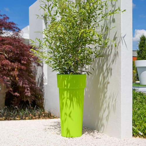 Euro3plast 3013.86 Pflanzkübel Duo, Kunststoff Apfelgrün, Ø38xH80cm, mit Pflanzeinsatz Blumentopf Innen- und Außenbereich geeignet