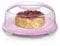 Optimal Products Large Round Transparent Cake Storage Carrier Box Container Clear Lockable Lid Cover 3 Multi Colour Kitchen (Pink & Clear)