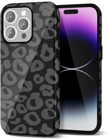 Svanove Cheetah Print Case for iPhone 14 Pro Max - Girly Trendy Leopard Pattern, Retro Cool Animal Print, Luxury Cute for Women, Aesthetic Y2k Hard Shell Plastic, Black