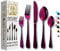 30-Piece Stainless Steel Dinner Set for 6, Mirror-Polished Royal Purple Cutlery Set – Includes Knives, Dinner & Salad Forks, Soup & Dessert Spoons. Dishwasher Safe, Elegant Tableware.