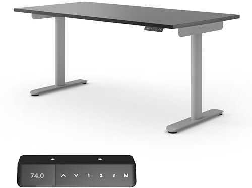 Ergotopia Desktopia One höhenverstellbarer Schreibtisch | elektrischer Schreibtisch höhenverstellbar | Bürotisch höhenverstellbar, Verstellbarer Tisch TÜV-geprüft, 7 Jahre Garantie 180x80 cm