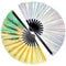 NICENEEDED 2 Pcs Holographic Folding Hand Fan, Large Iridescent Fordable Rave Fans with Bamboo Ribs, Decorative Silver Gold Handheld Fan for Women Men Club Dance Performance Festivals