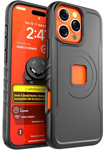 sincetop Stoßfest/Magnetische Hülle für iPhone 16 Pro Max / 6,9 Zoll – Kompatibel mit MagSafe Magnet-Laden, Passend Q-Serie Halterungen wie Fahrrad-, Motorrad-Halterungen usw.