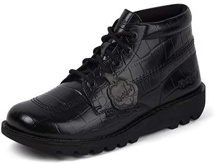 Kickers Unisex Kick Hi Croc Leather Ankle Boot, Black, 6 UK