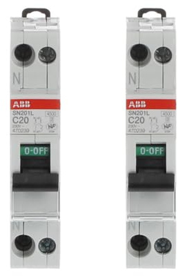 ABB Lot de 2 disjoncteurs Ph+N raccordement Vis 20A-4,5Ka - Courbe C
