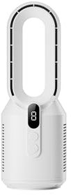 Comfort Zone Rechargeable Bladeless Tabletop Fan for Bedroom and Home, 5 Speed Settings, Display Screen, Non-Slip Feet, Ideal for Home Office, Quiet Operation, 14 inches, White, DC-14T