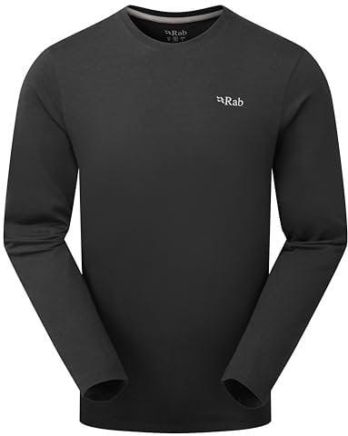 Rab Men's Basecamp 3 Peak Tee - Long-Sleeve Graphic T-Shirt for Hiking, Trekking, & Everyday Use - Beluga - Large