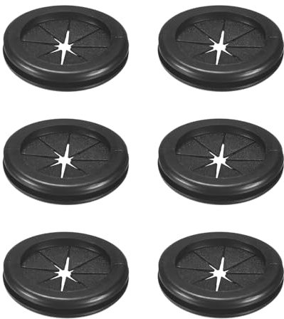 M METERXITY 6-Pack Passe-Câbles En Caoutchouc Pour Câblage 40mm Passe-Câble De Bureau Double Face Flexible Couvre-Trou De Bureau Pour Câbles/Fils Protection À par [Noir, Forme Pétale]