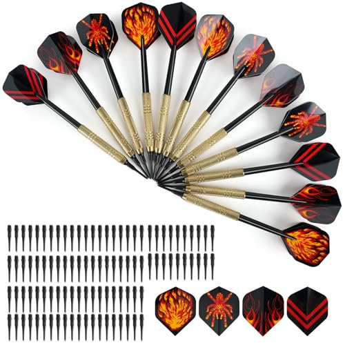 Kolamom Unisex-Adult 12 Stück Dartpfeile, Softdarts mit 100 Kunststoffspitze zum Austauschen, Profi Softdartpfeile für Dartscheibe Elektronisch Soft Darts Pfeile Set, Schwarz Rot, 15x3 cm