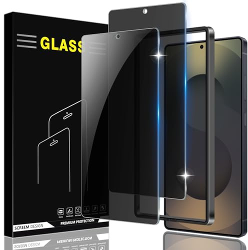 Vuciya Lot de 2 Protection Écran Anti-Espion pour Samsung Galaxy S25 Ultra Verre Trempé 9H Dureté Vitre Film Résistant aux Rayures Anti-Shatter Bubble Proof,Avec Outil D'alignement Facile