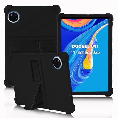 ATOOZ for DOOGEE U11 Case 11 Inch,Soft Silicone Kids Case for DOOGEE U11 Pro Tablet 2025/Teclast P50 Tablet with Stand (Black)