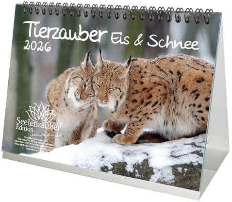 Tierzauber Eis und Schnee DIN A5 Tischkalender für 2026 Tiere aus dem Polargebiet - Seelenzauber