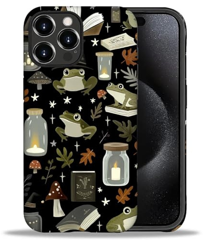 artslion 2 in 1 Cute Hülle für iPhone 15 Pro 6.1 Zoll,360 Grad Stoßfest FallSchutz Handyhülle Zauberfrosch Muster Sturzschutz Case