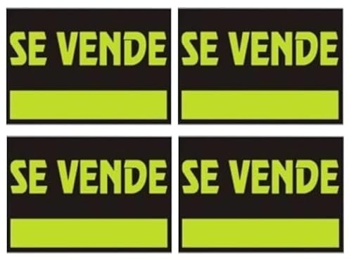PCMOVILES – Pack de 4 Carteles “SE VENDE” de PVC Reflectante Verde 35×50 cm | Señal de Venta Resistente | Ideal para Inmobiliarias y Particulares | Uso Exterior e Interior