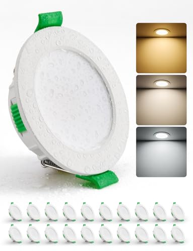 HOMEOW 20er Set LED Einbaustrahler 230V 55mm – 68mm Lochmaß, 4W LED Spot | Warmweiß Neutralweiß Kaltweiß, Einbauleuchten Deckenspot Einbau Ultra Flach IP44 für Bad