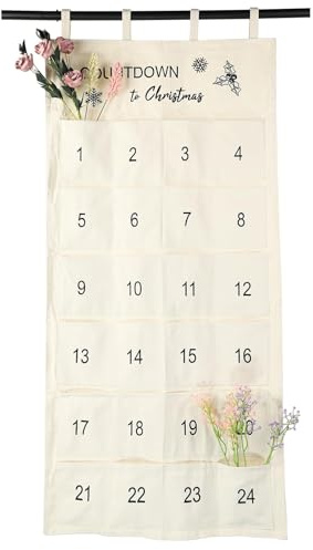 MHwan Adventskalender zum Befüllen Stoff, Exquisite Stickerei Adventskalender Stoff, Strapazierfähiger, Verdickter Canvas, Hochwertige Handwerkskunst, Kann Lange Wiederverwendet Werden