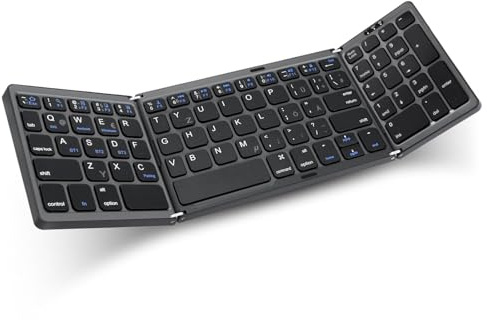 Tastiera Bluetooth Pieghevole, Tastiera Wireless Mini BT Portatile Ultra Sottile a Grandezza Naturale da 81 Tasti, Porta di Tipo C, per Android, per, PC, Tablet
