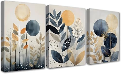 PIGPIGFLY Set di 3 Quadri Decorativi su Tela 30x40cm - Con Cornice in Legno, Quadri Moderni da Parete per Soggiorno, Camera da Letto o Cucina