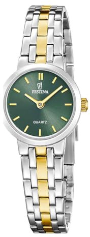 Festina Damenuhr Analog aus Edelstahl 316L Goldfarben | Quarzuhr, Widerstandsfähiges Mineralglas, Wasserdicht 5 ATM, F20747/3, Mademoiselle