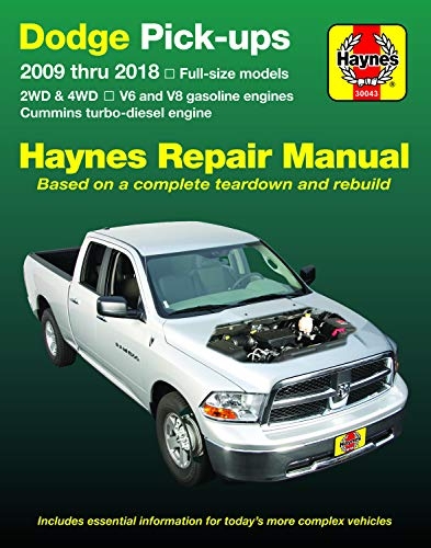 Dodge V6 & V8 Gas & Cummins Turbo-Diesel Pick-Ups (09-18) Haynes Repair Manual: Full-Size Models * 2wd & 4WD * V6 and V8 Gasoline Engines * Cummins ... 2009-16 (Hayne's Automotive Repair Manual)