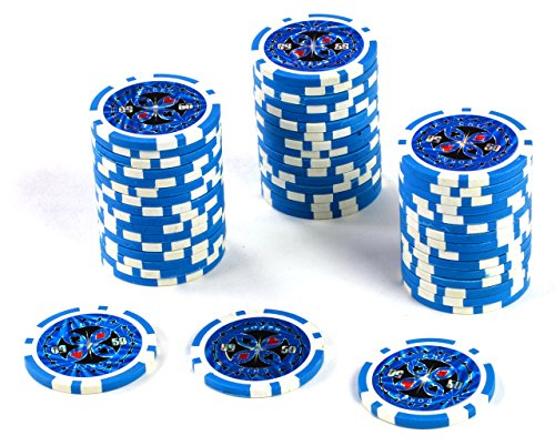 50 Poker-Chips Laser-Chips Metallkern 12g Poker Texas Hold`em Black Jack Roulette reflektierend Tokens Jetons Casino 1 Rolle Wert 1-10000 wählbar (Wert 50)