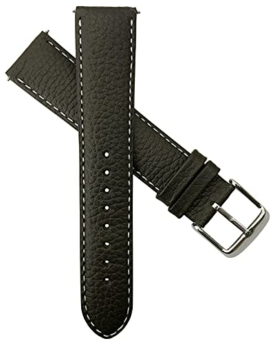 24 mmgenuine Buffalo Grain Uhrenarmband aus Leder Band Herren Damen Gepolsterte SS Schnalle braun/weiß