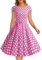 Dressystar Damen Vintage 50er Cap Sleeves Dot Einfarbig Rockabilly Swing Kleider Rosa Weiß Dot B L