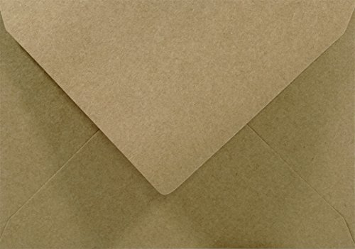Netuno 500 Sand-Braun Kraftpapier-Umschläge DIN C6 114x 162 mm Briefumschläge Spitzklappe ohne Fenster Briefkuverts Naturpapier für Einladungskarten