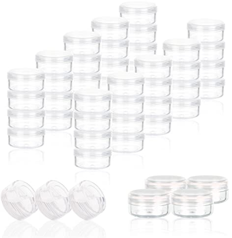 ZEJIA 3 Gram Cosmetic Containers 100pcs Sample Gram Plastic Containers Lotion Jars Makeup Sample Containers with Lids BPA Free (Clear)