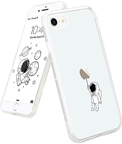 Lafunda for iPhone 7 iPhone 8 Case Cute Astronaut Design Clear Phone Cases for Girls Women Ultra Thin Shockproof Silicone Bumper Cover for iPhone 7 iPhone 8 hanging