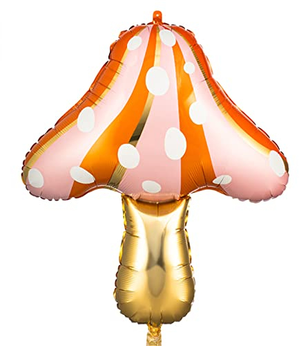 Folienballon Pilz 66x75cm - Ballon für Helium oder Luft - Luftballon für Geburtstag Kindergeburtstag Hochzeit - Folienluftballon Partydeko Geburtstagsdeko Herbstdeko - Gold Orange