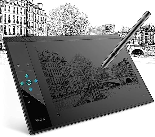 Grafiktablett 10x6 Zoll mit 1 Touchpad und 4 Touch-Tasten, VEIKK A30 Pen Tablet mit 8192 Druckstufen Batterielosem Stift Kompatibel Windows/Mac OS/Android/Linux