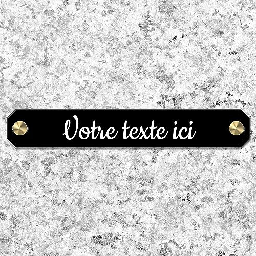 Plaque funéraire gravée personnalisée 1 à 2 lignes 14x2,2cm percée autocollante Noir